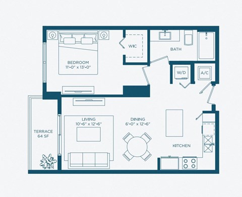 a floor plan of a bedroom apartment at Regatta at New River, Fort Lauderdale Florida